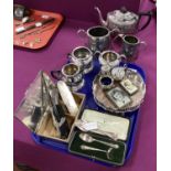 A Hallmarked Silver Backed Brush, (dents) a 'HairPins' cylindrical pot, a hallmarked silver