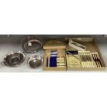 Assorted Plated Ware, including swing handled footed dish, smaller twin handled dish, boxed