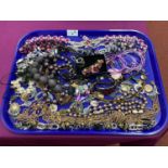 Assorted Costume Bead Necklaces, bangles and bracelets, Swarovski dress ring (size 52), earrings etc