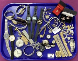 Assorted Ladies and Gent's Wristwatches, watch heads (no straps), cufflinks, sleeve bands, enamel