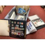 Stamps, a tub containing a variety of 'Sundry' Items, stamp albums, postcards, first day covers