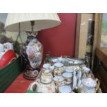 Oriental Items, to include vase converted into a table lamp, tea set comprising teapot, cups,