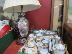 Oriental Items, to include vase converted into a table lamp, tea set comprising teapot, cups,