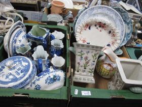 Blue and White Ceramics, including tureens, lidded pots, jugs from Masons, Wedgwood, St George and