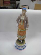 A Victorian bisque figure of a hand painted lady (possibly German) in polychrome colours 50cm h.