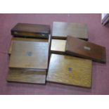 Four Oak Cutlery Canteen Boxes, three others, all with green baize interiors, smaller box with inner