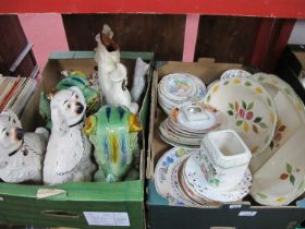 A Pair of Staffordshire Dogs, pair of Foo dogs, Staffordshire 'Robin Hood' figurine, with other