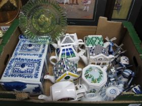 A Blue and White Miniature Ceramic Set of Drawers, marked 'Regency Ironstone' to base, eight Wade '