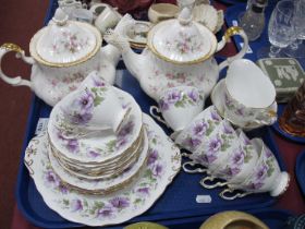 Royal Albert Victoria Rose Teapots, (second quality) x 2. Royal Standard Violetta tea service,