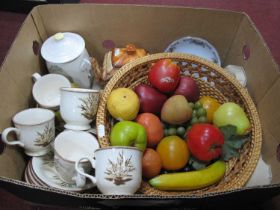 Oriental and English Ceramics, faux fruit, etc:- Three Boxes