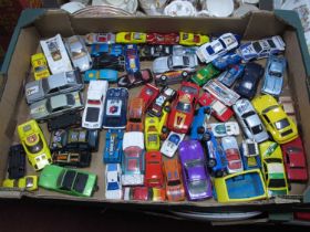 A collection of model toy cars to include some by Matchbox super fast, Corgi, Burago and Maisto etc.