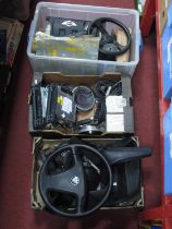 Three Boxes of Spare Car Parts, to include BMW business mini disc, BMW steering wheel, Land Rover