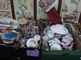 Christmas Decorations carousels, mugs, plates:- Two Boxes.