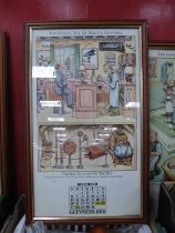 A complete Guinness calendar from 1981 with artwork by John Ireland, all sheets framed separately in