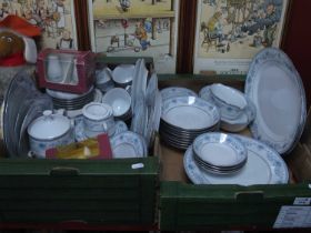 Noritake 'Blue Hill' Dinner and Tea Service, meat plates, dinner plates, cups, saucers, teapot etc:-