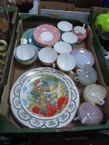 A Colclough Harlequin Tea Set, comprising of tea cups, saucers, sugar, milk jug; together with six