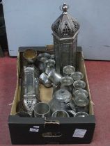 Pewter ware to include many wine glasses and tankards along with teapot and two white metal and