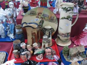 Doultonville Jugs x 3, Issac Walton sugar castor, four small character jugs, stoneware mug and