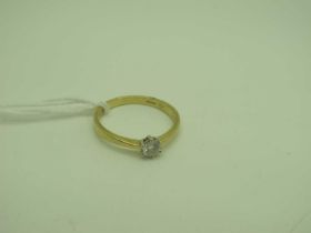 A Modern 14ct Gold Single Stone Diamond Ring, the brilliant cut stone claw set, stamped ".25" (