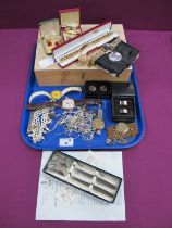 Assorted Costume Jewellery, ladies and gent's wristwatches, gent's gold plated curb link bracelet,