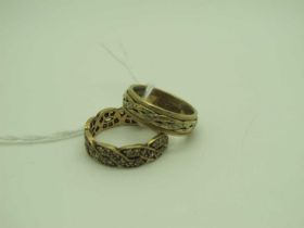A 9ct Gold Wedding Band, of allover twist design, (finger size K), another similar, of openwork