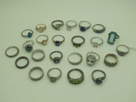 A Collection of Assorted "925" and Other Dress Rings, including cluster rings, single stone rings,