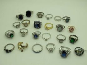 A Collection of Assorted "925" and Other Dress Rings, including cluster rings, single stone rings,