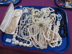 Fresh Water Pearl Bracelet, together with a selection of imitation pearl bead necklaces etc :- One