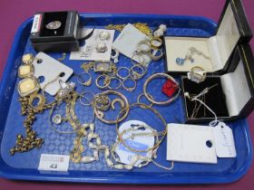 "925" Gilt and Other Costume Jewellery, including bangles, earrings, dress rings, dainty pearl and