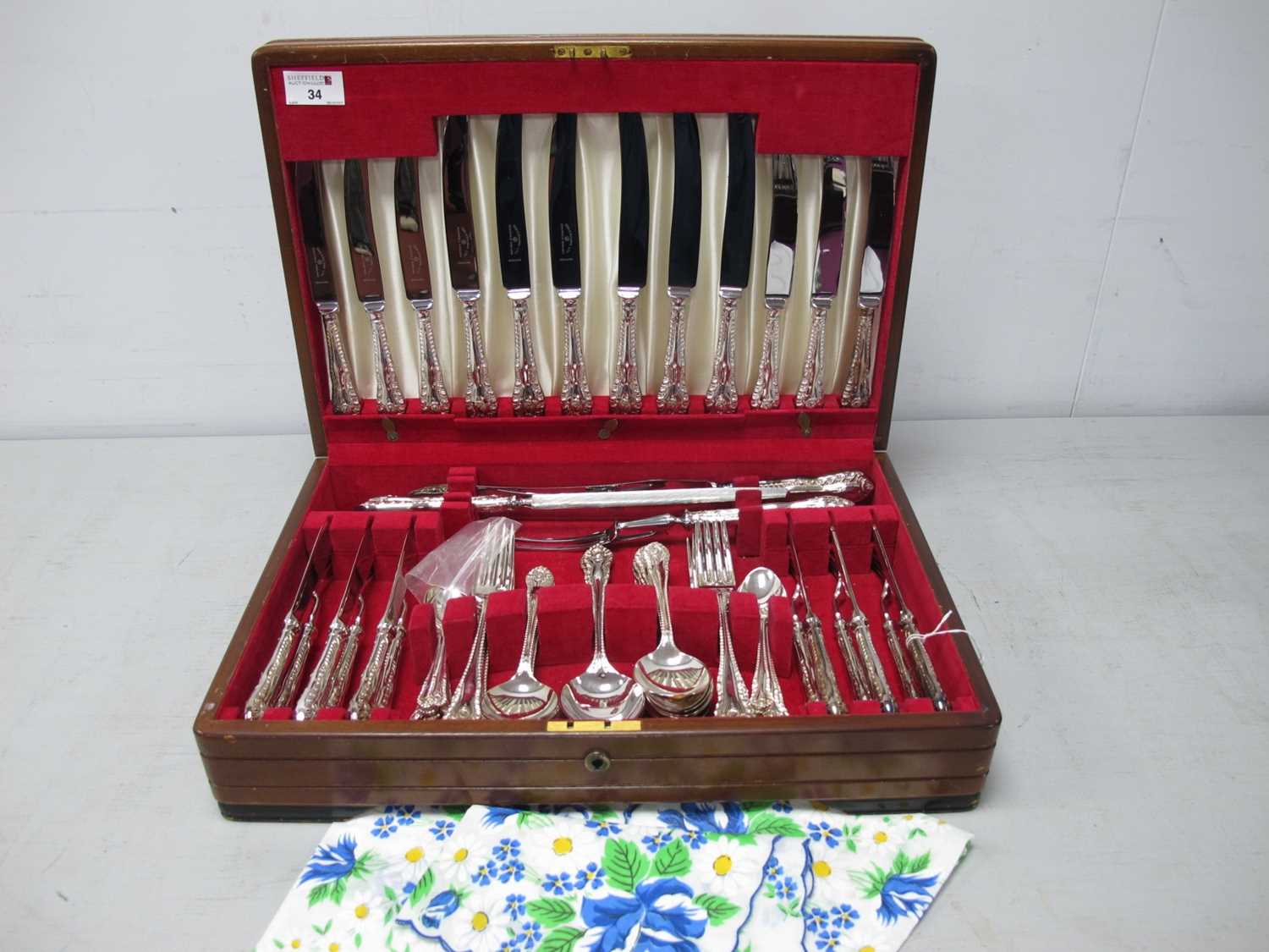 Gee & Holmes Canteen of Plated Cutlery, of decorative design with gadrooned handles, complete with