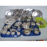 Assorted Plated Ware, including tea set, goblets, swing handled dish, cutlery, trinket pots, cruet