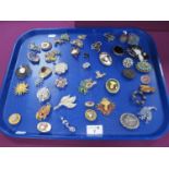 A Mixed Lot of Assorted Costume Brooches, including diamanté, cameo style, etc :- One Tray