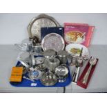 Assorted Plated Ware, including 'Queen Anne' flan dish (boxed), small circular gallery style tray (