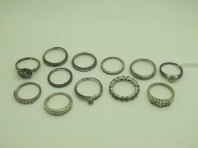 Assorted Dress Rings, including "925", bands, three stone crossover etc. (12)