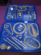 Assorted Gilt Metal Costume Jewellery, including necklaces and chokers, bracelets, pendants,