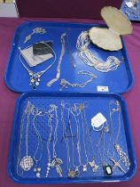 Modern Pendants on Chains, including "925", multi strand imitation pearl choker, modern necklace