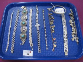 "925" and Other Bracelets, including "925 Thailand" (broken), novelty charm bracelets, Diamonique
