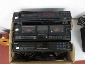 Sony CDP-770 CD Player, Sony TC-W230 cassette deck, Sony ST-JX230L tuner, (all untested).