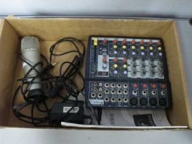 Soundcraft Notepad 124FX Mixer, and Samson CO1U USB studio condenser microphone, (both untested).
