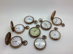 Assorted Gold Plated Cased Pocketwatches, including Elgin USA, Thos Russell, Schierwater & Lloyd