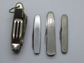 Butler Sheffield Engine Turned Scales, two blades. scissors, nail file, spike 8.5cm, Richards one