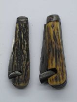 Wood Scribe, G. Butler, Sheffield, scribe blade, pocket blade, stag scales, metal bolster 9.5cm,