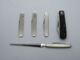 Ibberson, checkered scales, one blade, 9 cm; Stainless scales Sheffield, un-named, Three Two blade