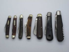 Rodgers, Sheffield, 10.5cm, Old Timer, U.S.A three blades, 8.5cm, Sheffield one blade 9cm, Sheffield