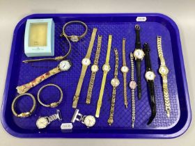 Assorted Gilt Metal and Other Ladies Wristwatches, including Citizen, Rotary, Sekonda, etc and two