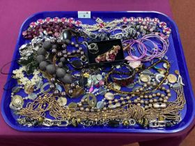 Assorted Costume Bead Necklaces, bangles and bracelets, Swarovski dress ring (size 52), earrings etc