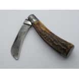 Flat Bottom Pruner, Thomas Turner, and Co, stag scales 12cm.