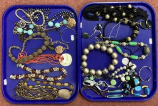 Modern Chunky Costume Jewellery, including assorted necklaces etc :- Two Trays