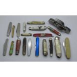 Pocket Knives, Butlers, two blade, stainless scales; Richards of Sheffield, two blades; Mother of