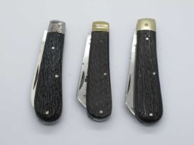 Pocket knives, J.H. Swift, lamb foot scales, single blade, brass bolster 8.5cm - Taylors eye